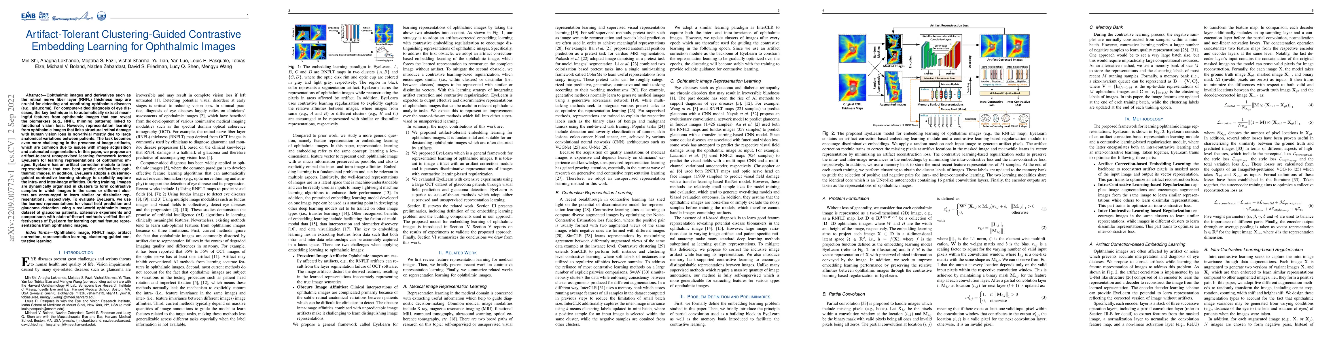 Thumbnail for Artifact-Tolerant Clustering-Guided Contrastive Embedding Learning for
  Ophthalmic Images