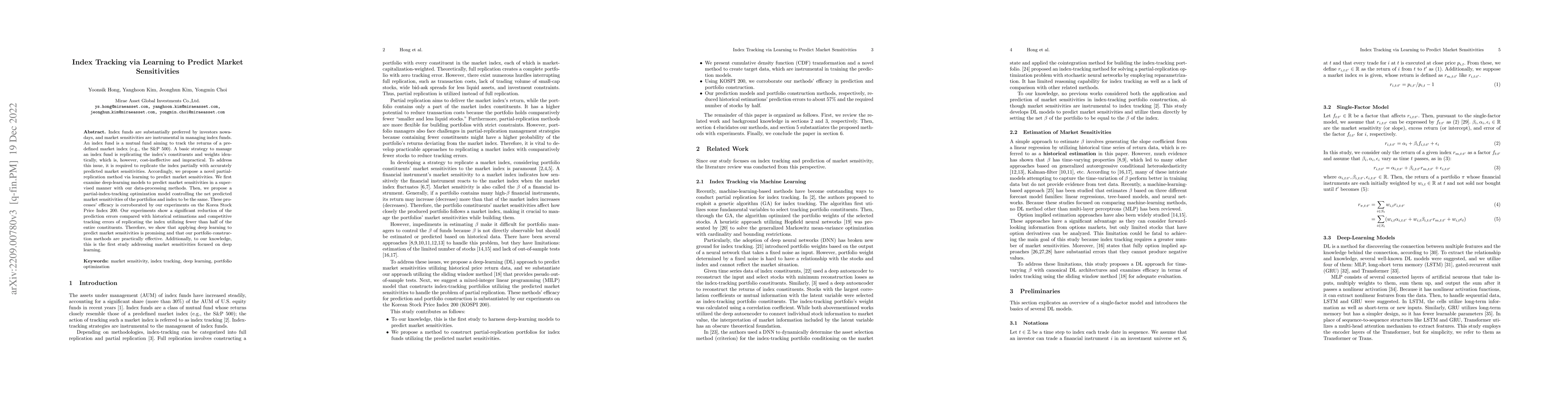 Thumbnail for Index Tracking via Learning to Predict Market Sensitivities