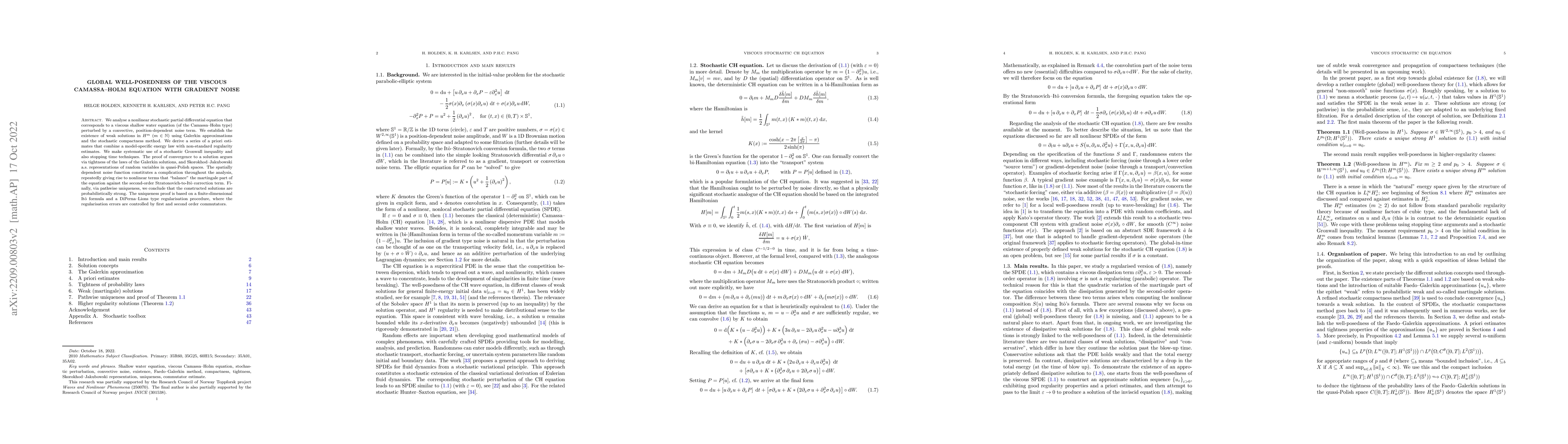 Thumbnail for Global well-posedness of the viscous Camassa--Holm equation with
  gradient noise