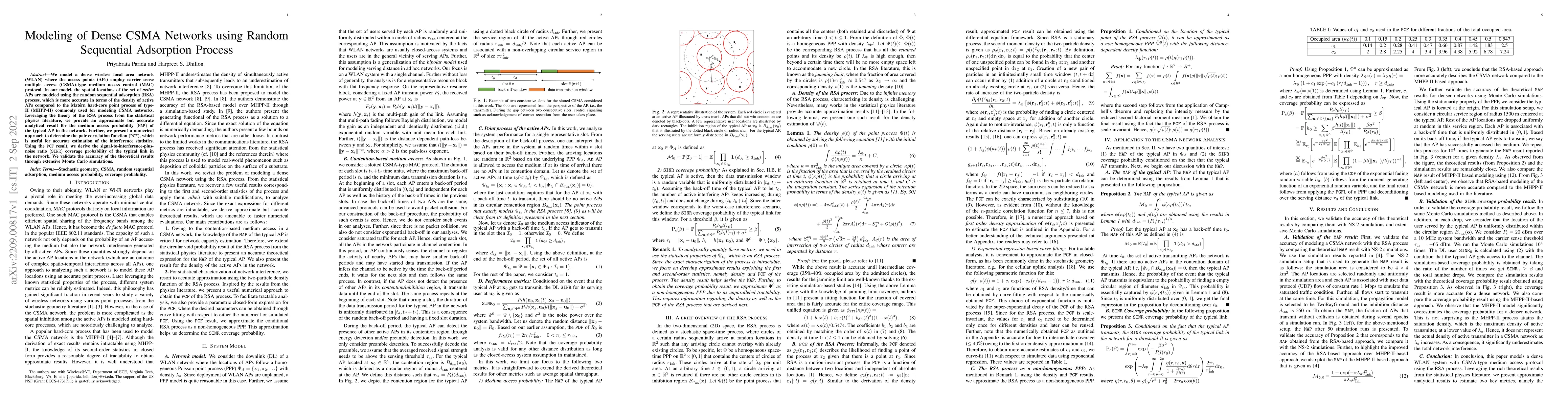 Thumbnail for Modeling of Dense CSMA Networks using Random Sequential Adsorption
  Process