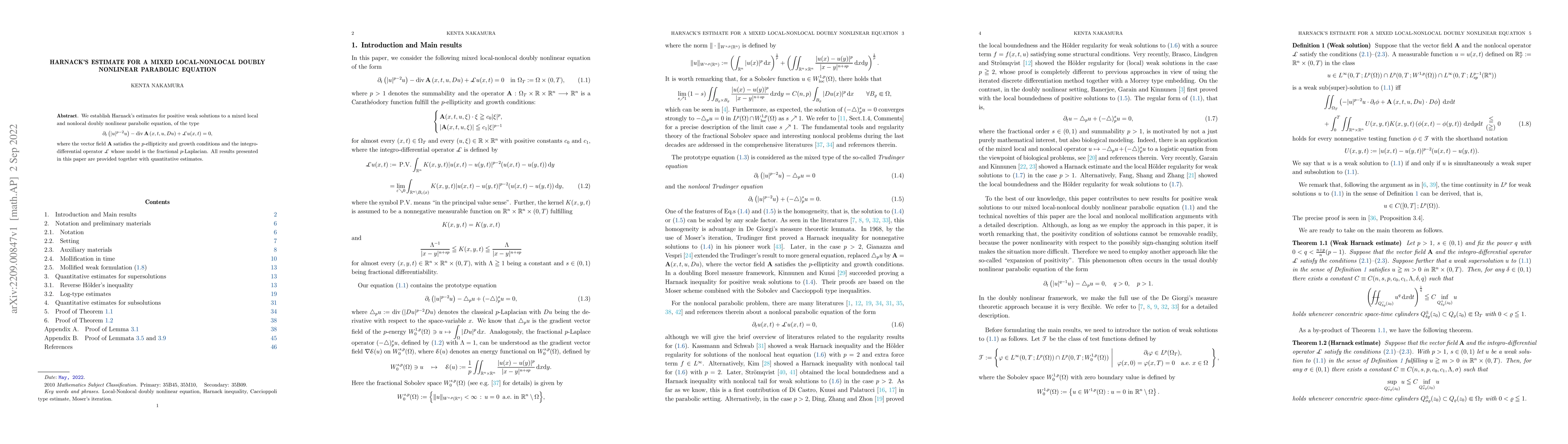 Thumbnail for Harnack's estimate for a mixed local-nonlocal doubly nonlinear parabolic
  equation