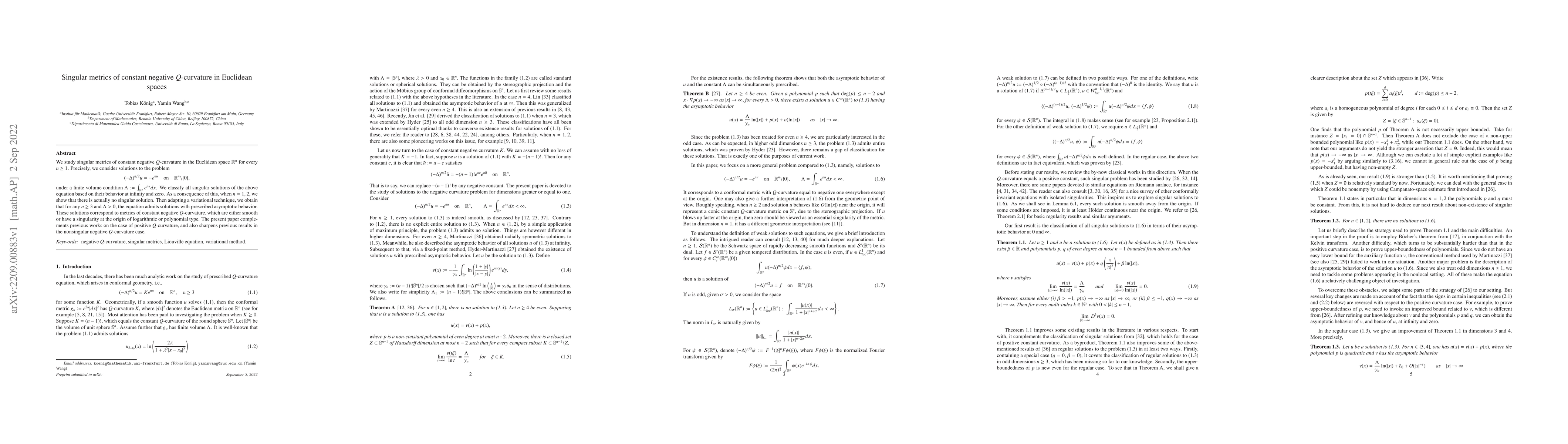 Thumbnail for Singular metrics of constant negative $Q$-curvature in Euclidean spaces