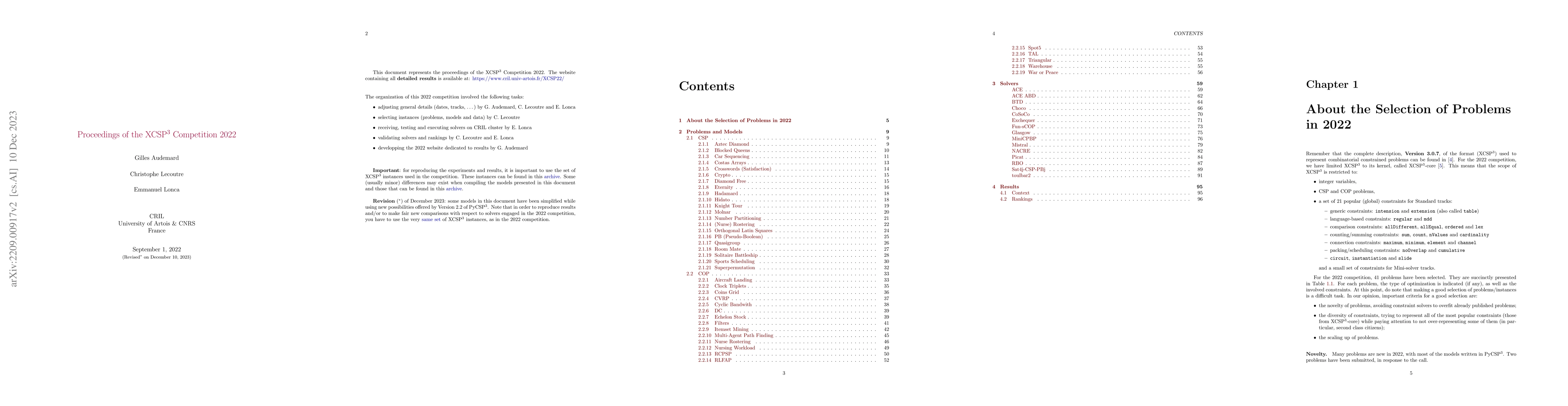 Thumbnail for Proceedings of the 2022 XCSP3 Competition