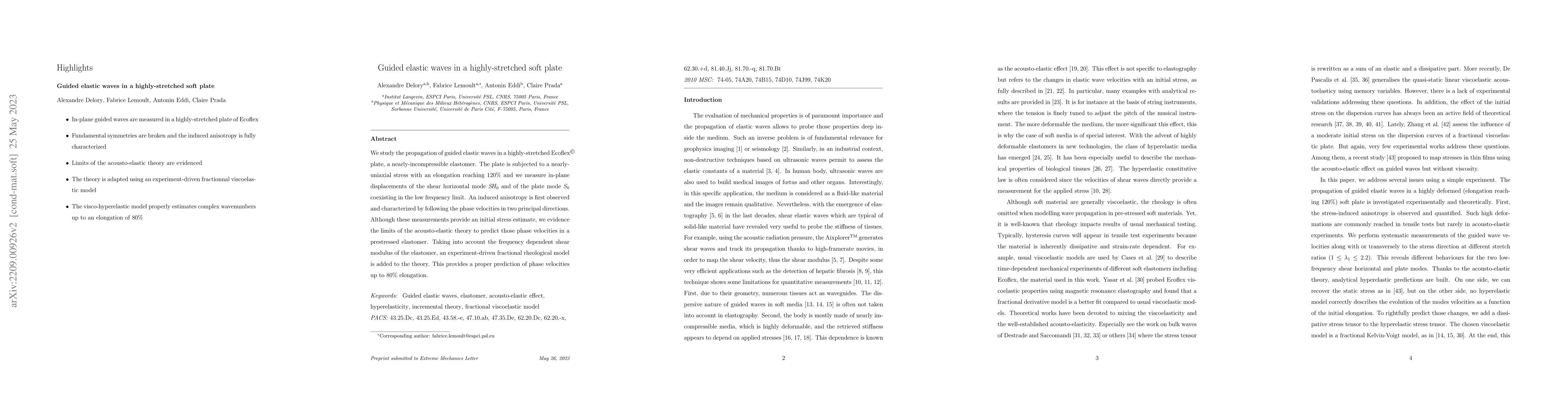Thumbnail for Guided elastic waves in a highly-stretched soft plate