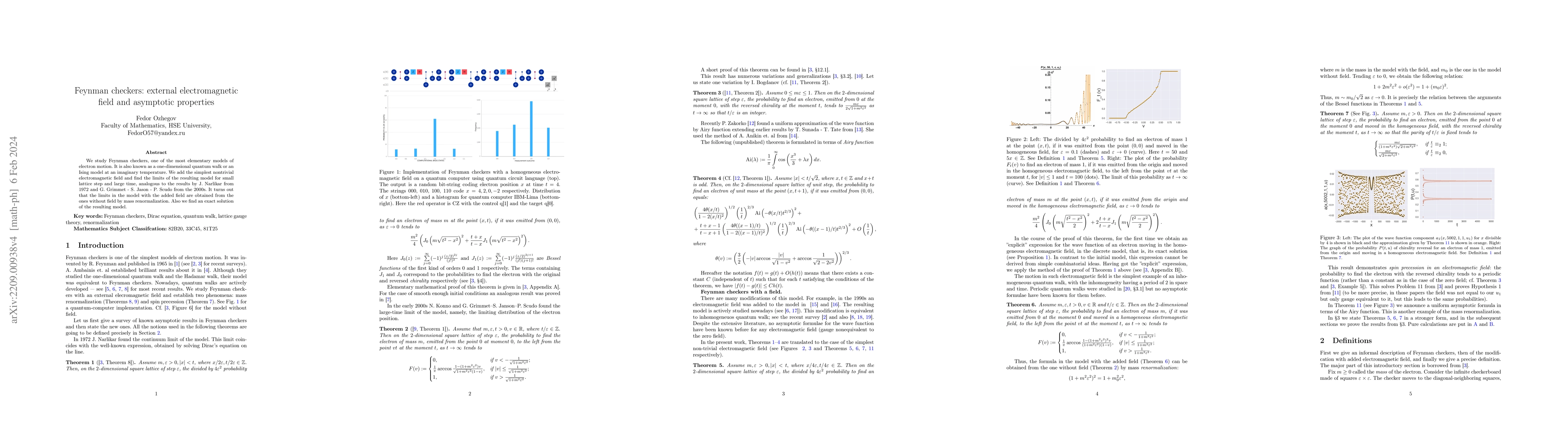 Thumbnail for Feynman checkers: external electromagnetic field and asymptotic
  properties