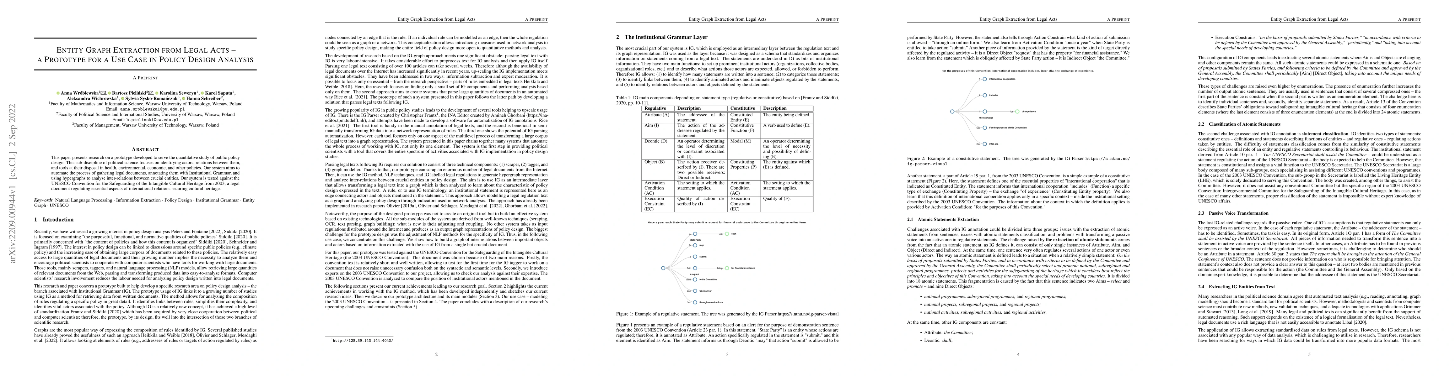 Thumbnail for Entity Graph Extraction from Legal Acts -- a Prototype for a Use Case in
  Policy Design Analysis