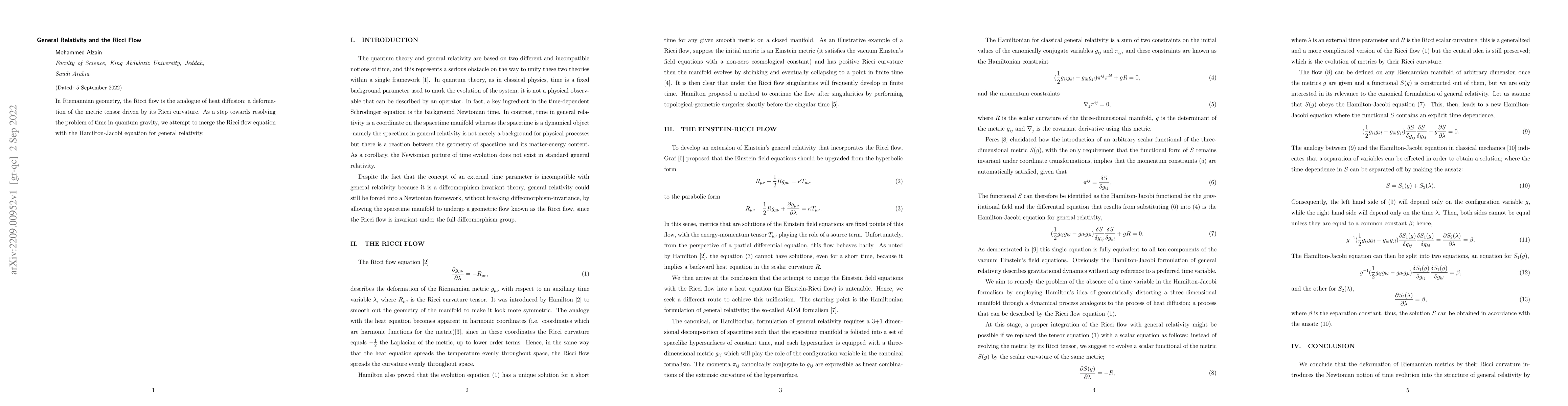 Thumbnail for General Relativity and the Ricci Flow