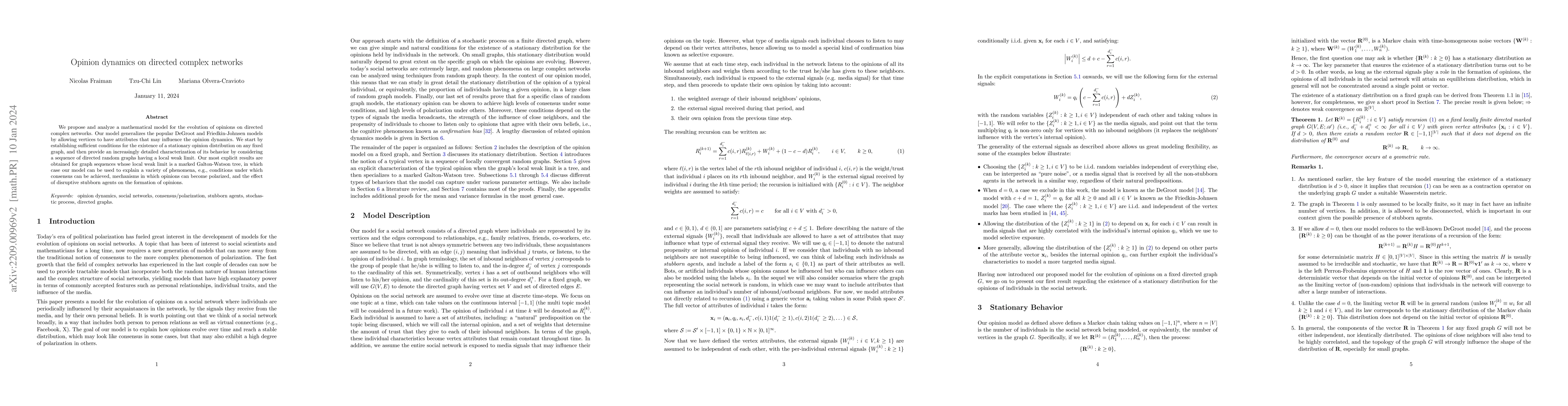 Thumbnail for Opinion dynamics on directed complex networks