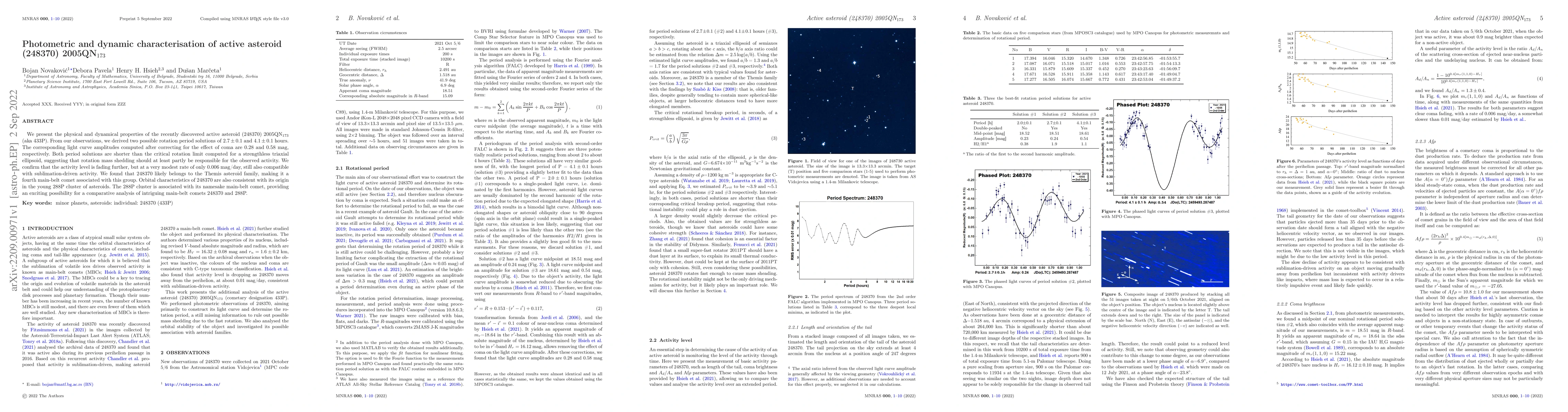 Thumbnail for Photometric and dynamic characterisation of active asteroid (248370)
  2005 QN173