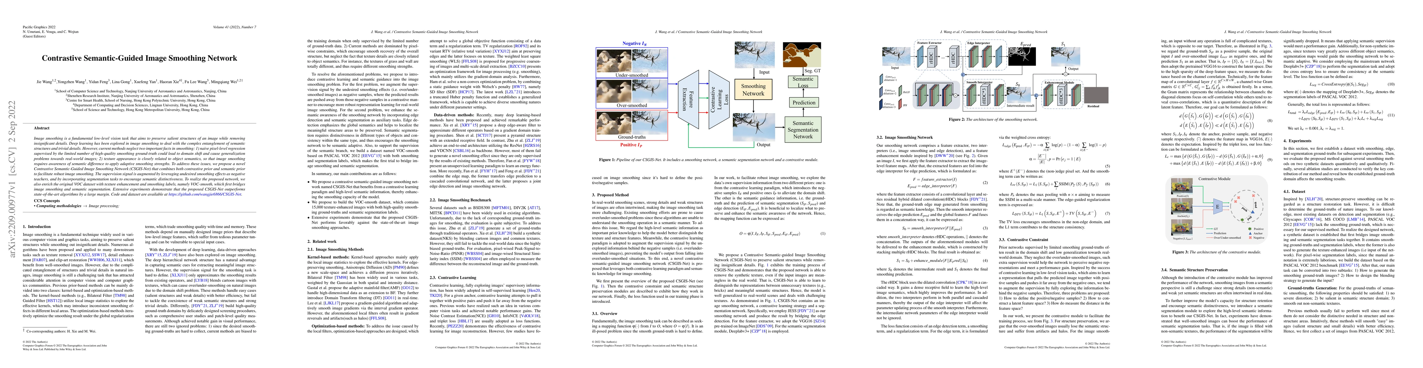 Thumbnail for Contrastive Semantic-Guided Image Smoothing Network