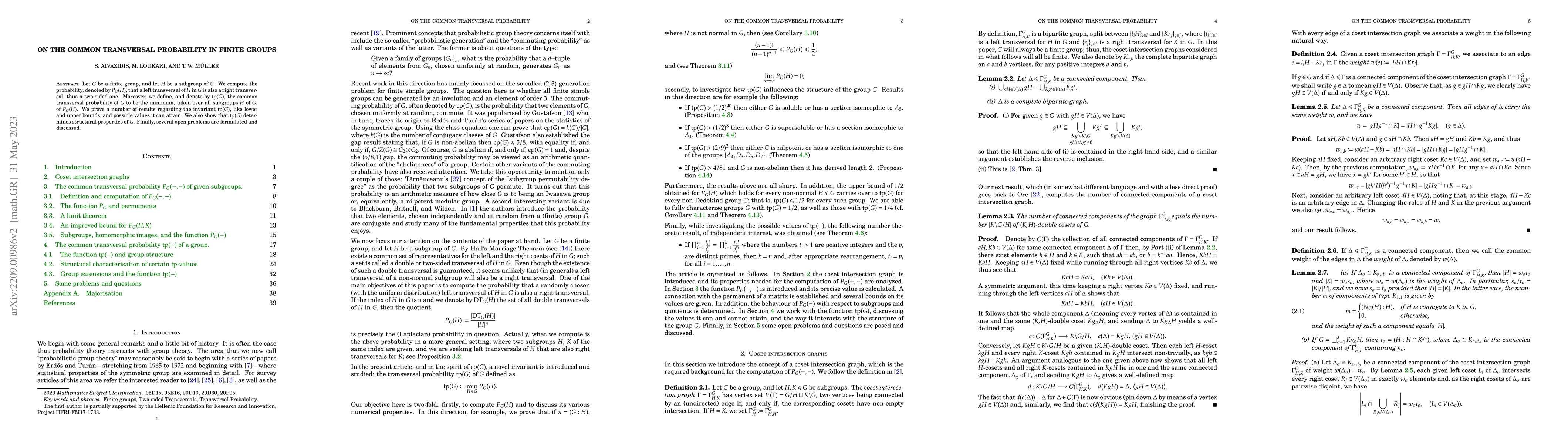 Thumbnail for On the common transversal probability in finite groups