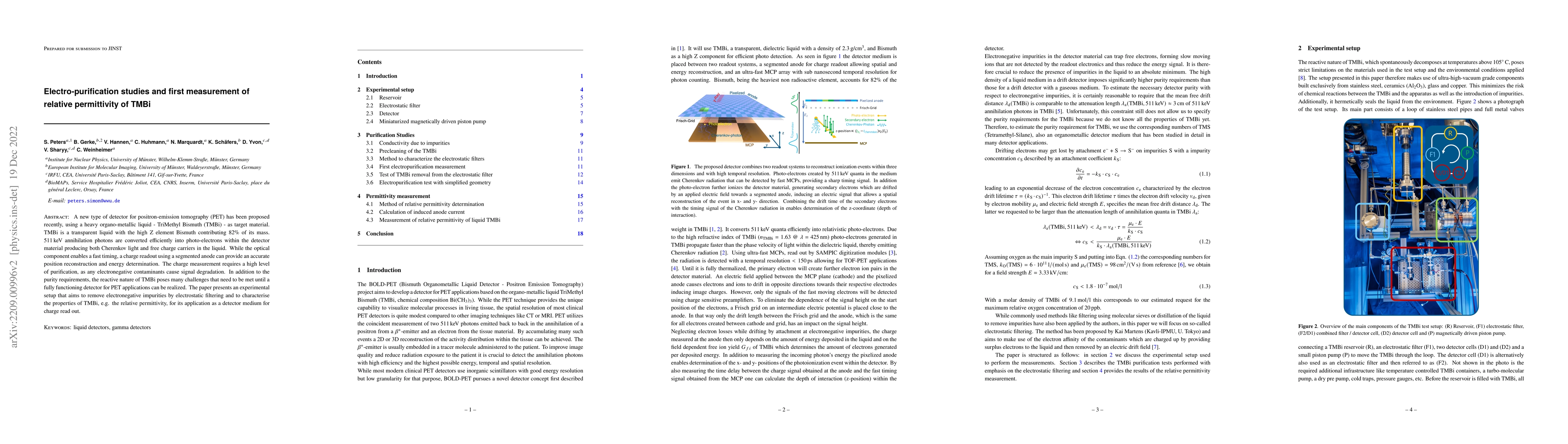 Thumbnail for Electro-purification studies and first measurement of relative
  permittivity of TMBi