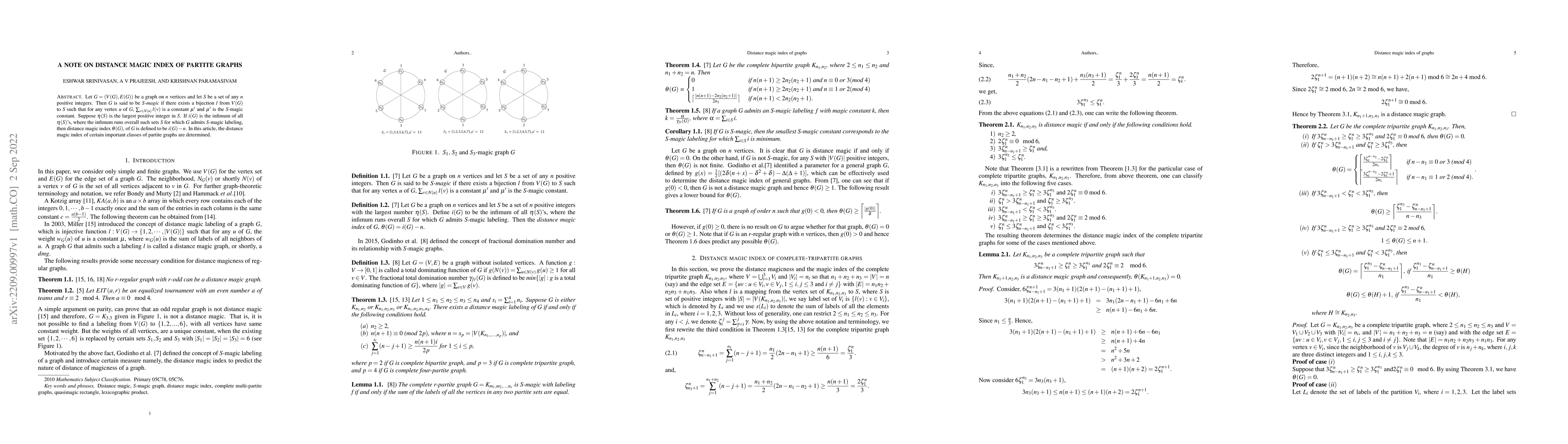 Thumbnail for A note on distance magic index of partite graphs