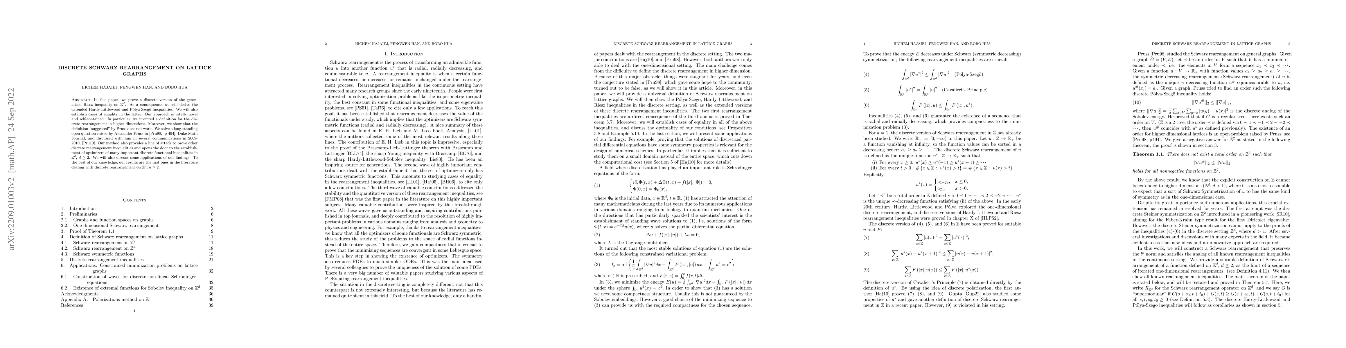 Thumbnail for Discrete Schwarz rearrangement in lattice graphs