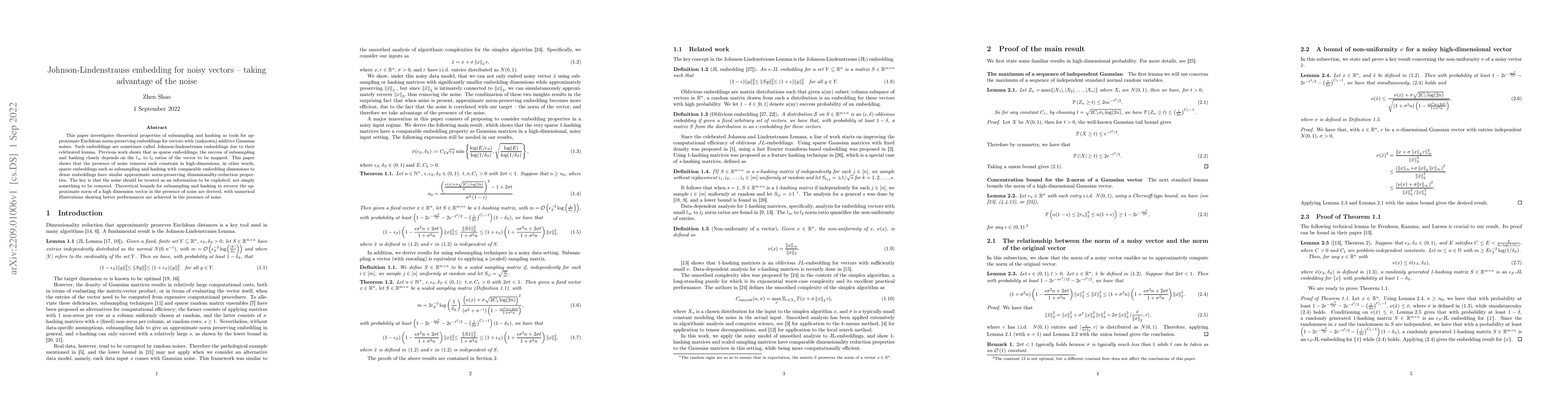 Thumbnail for Johnson-Lindenstrauss embeddings for noisy vectors -- taking advantage
  of the noise