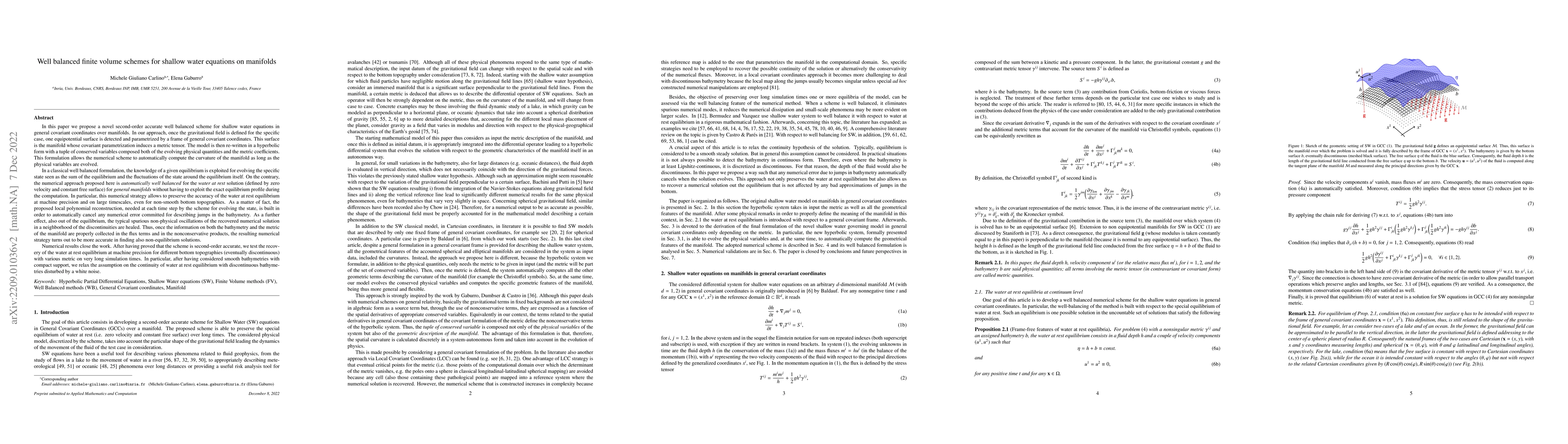 Thumbnail for Well balanced finite volume schemes for shallow water equations on
  manifolds
