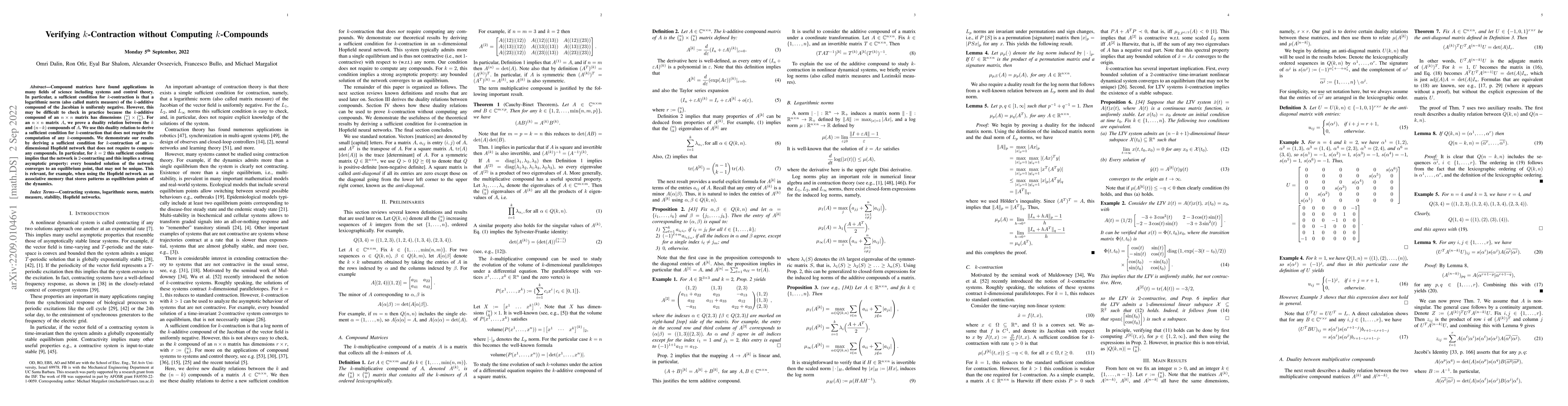 Thumbnail for Verifying $k$-Contraction without Computing $k$-Compounds