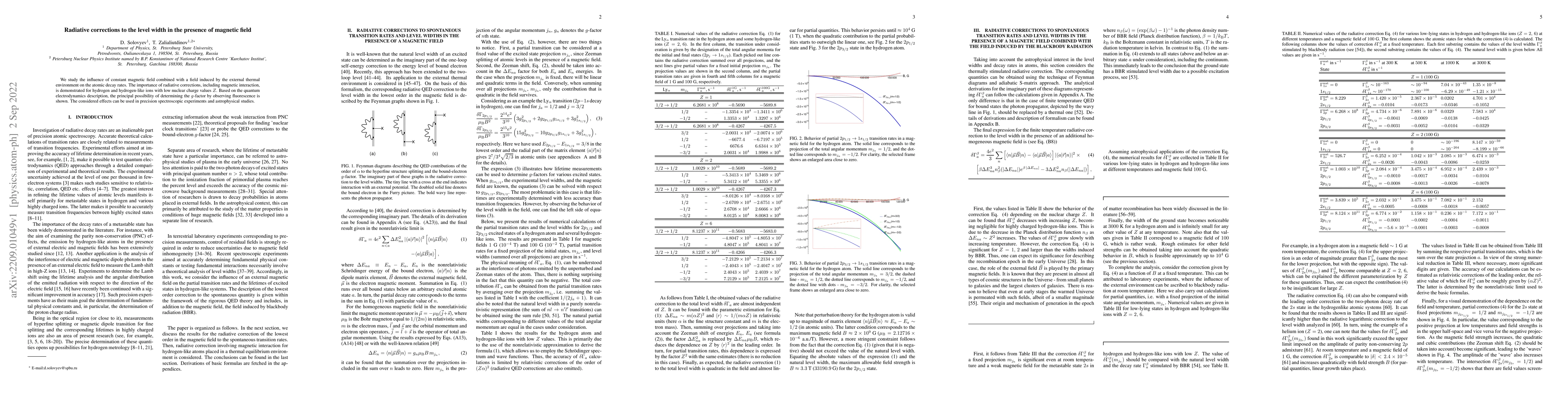 Thumbnail for Radiative corrections to the level width in the presence of magnetic
  field