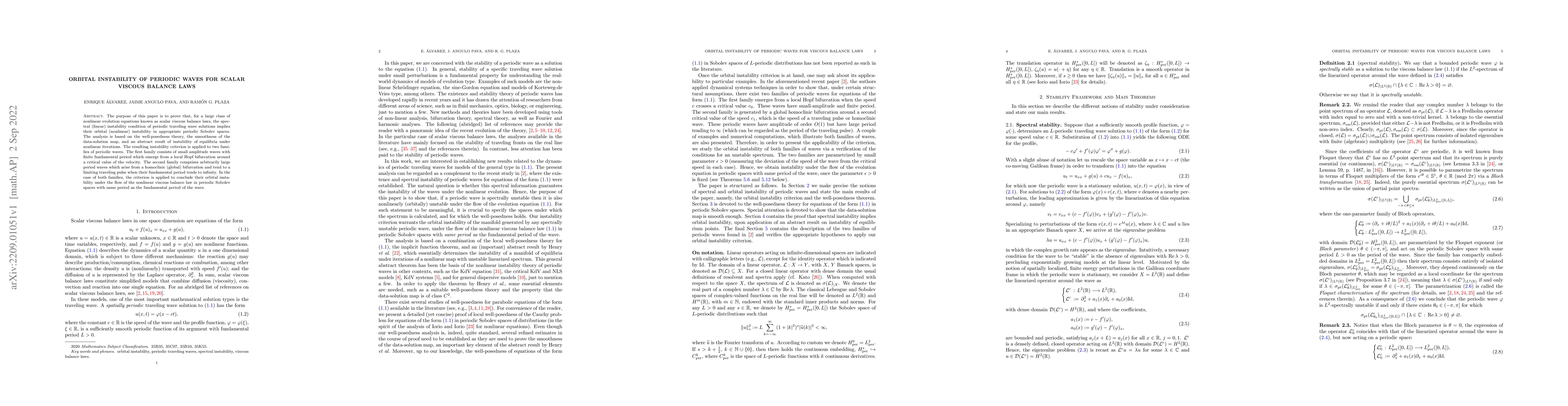 Thumbnail for Orbital instability of periodic waves for scalar viscous balance laws