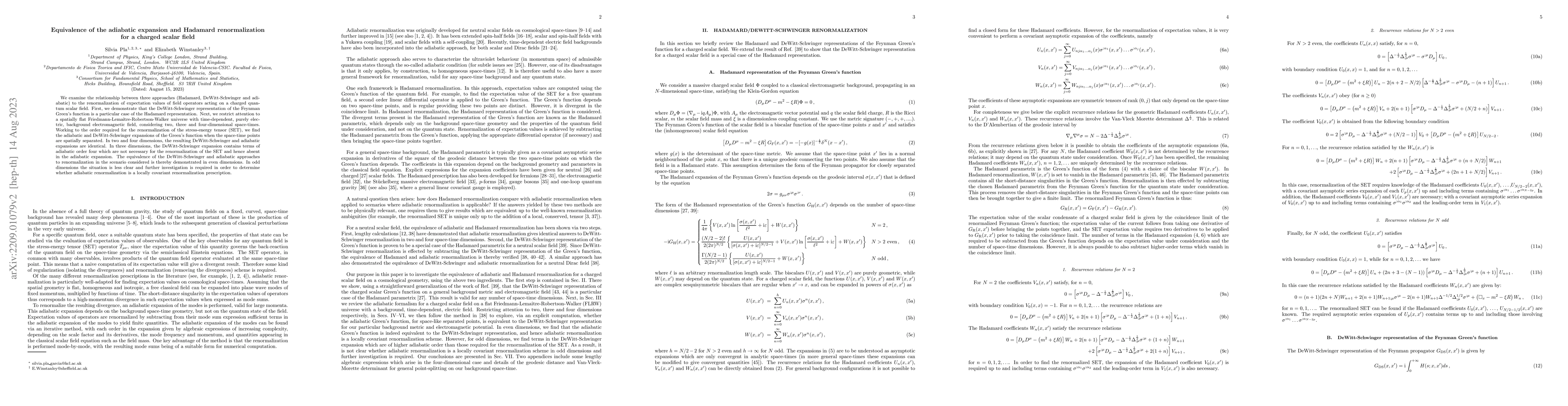 Thumbnail for Equivalence of the adiabatic expansion and Hadamard renormalization for
  a charged scalar field