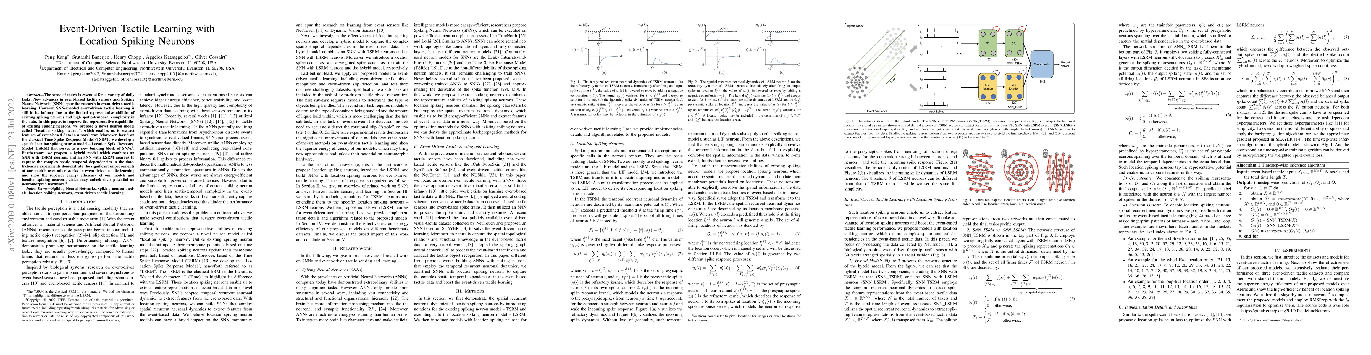 Thumbnail for Event-Driven Tactile Learning with Location Spiking Neurons