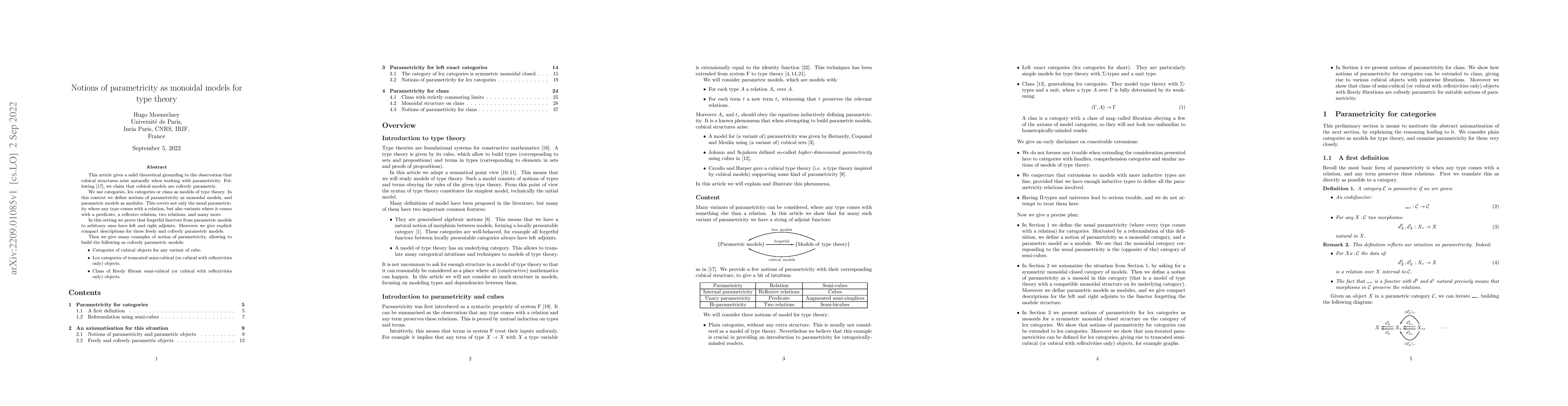 Thumbnail for Notions of parametricity as monoidal models for type theory