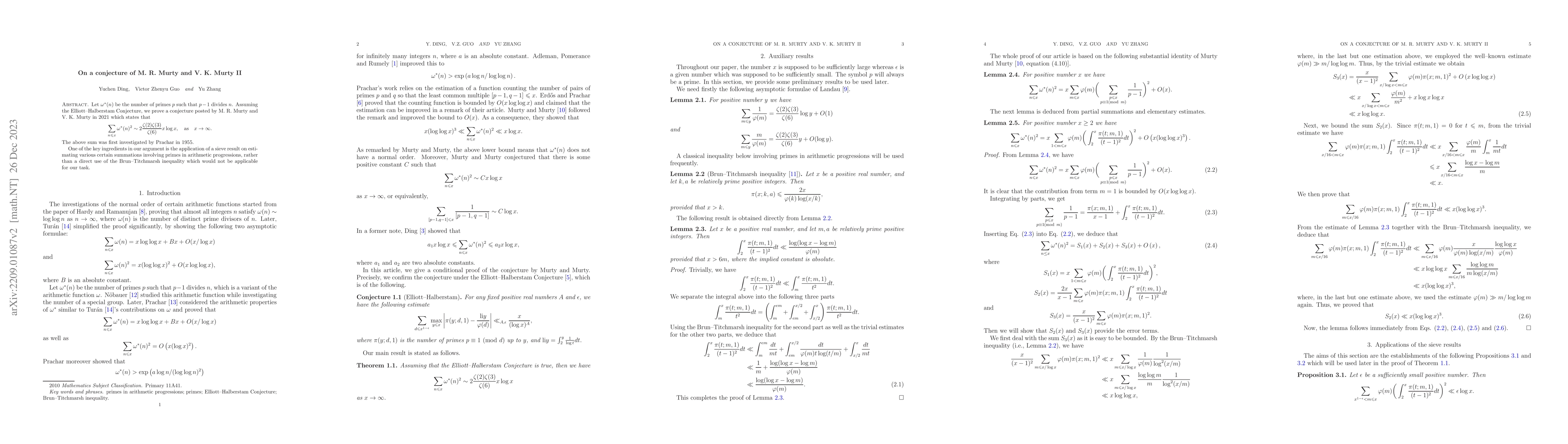 Thumbnail for On a conjecture of R. M. Murty and V. K. Murty II