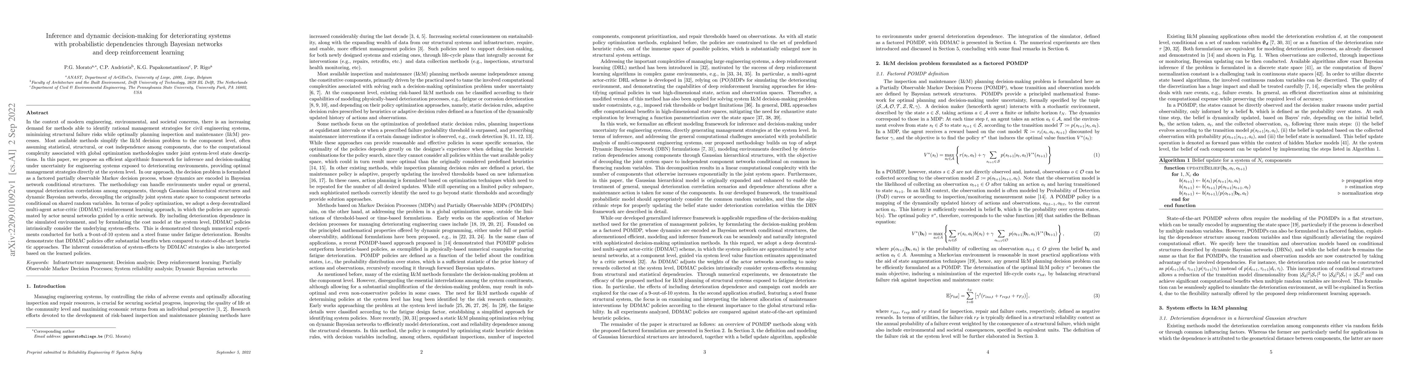 Thumbnail for Inference and dynamic decision-making for deteriorating systems with
  probabilistic dependencies through Bayesian networks and deep reinforcement
  learning