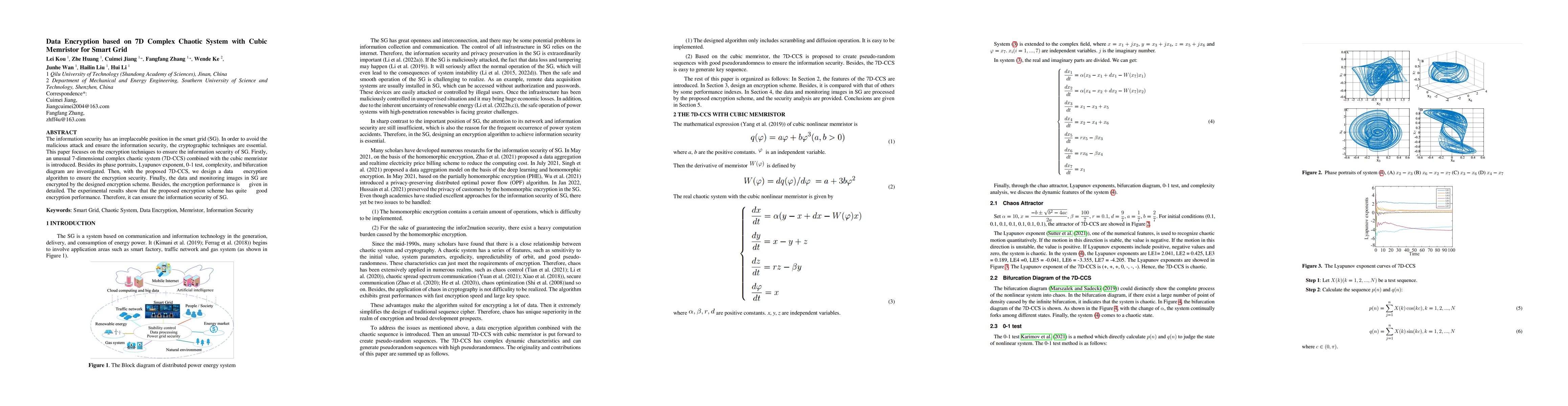 Thumbnail for Data Encryption based on 7D Complex Chaotic System with Cubic Memristor
  for Smart Grid