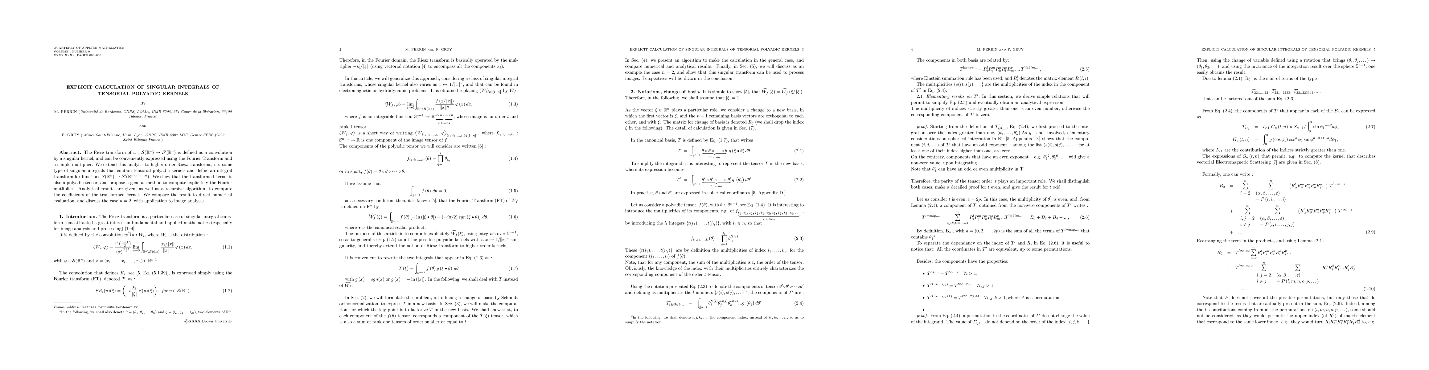 Thumbnail for Explicit calculation of singular integrals of tensorial polyadic kernels