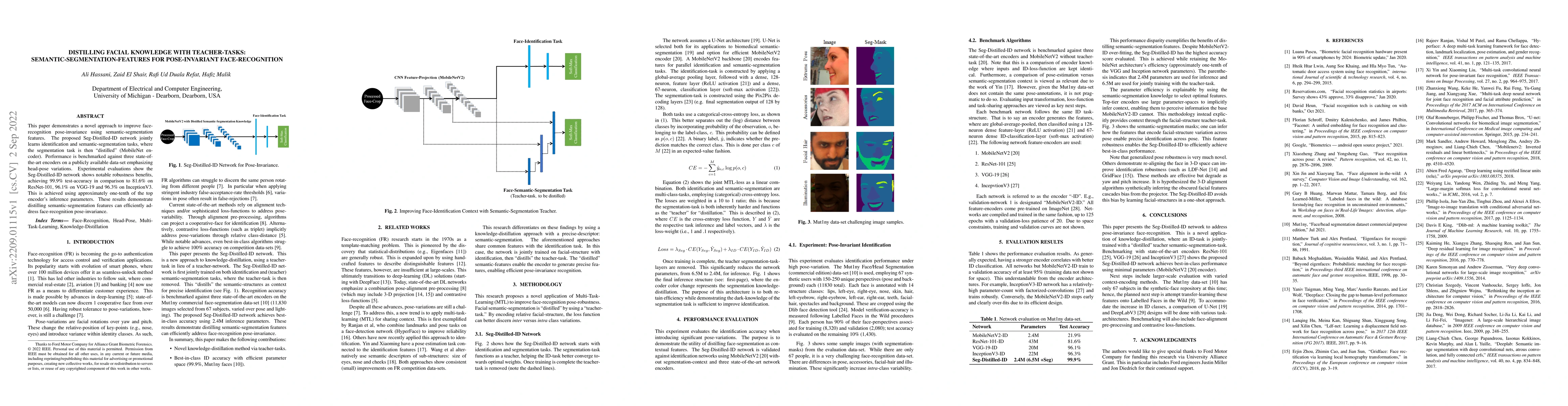 Thumbnail for Distilling Facial Knowledge With Teacher-Tasks:
  Semantic-Segmentation-Features For Pose-Invariant Face-Recognition