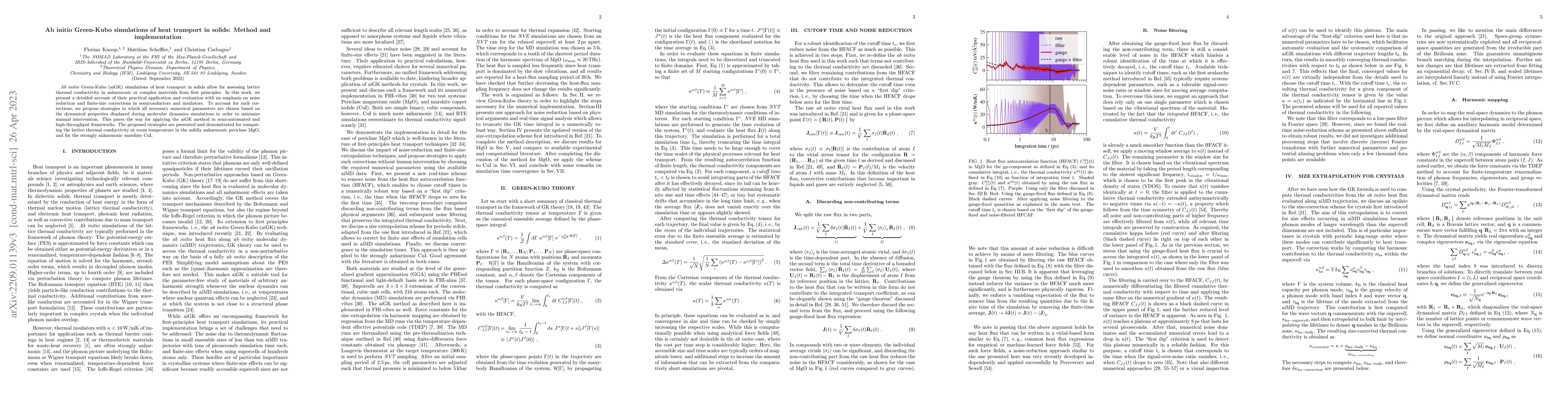 Thumbnail for Ab initio Green-Kubo simulations of heat transport in solids: Method and
  implementation