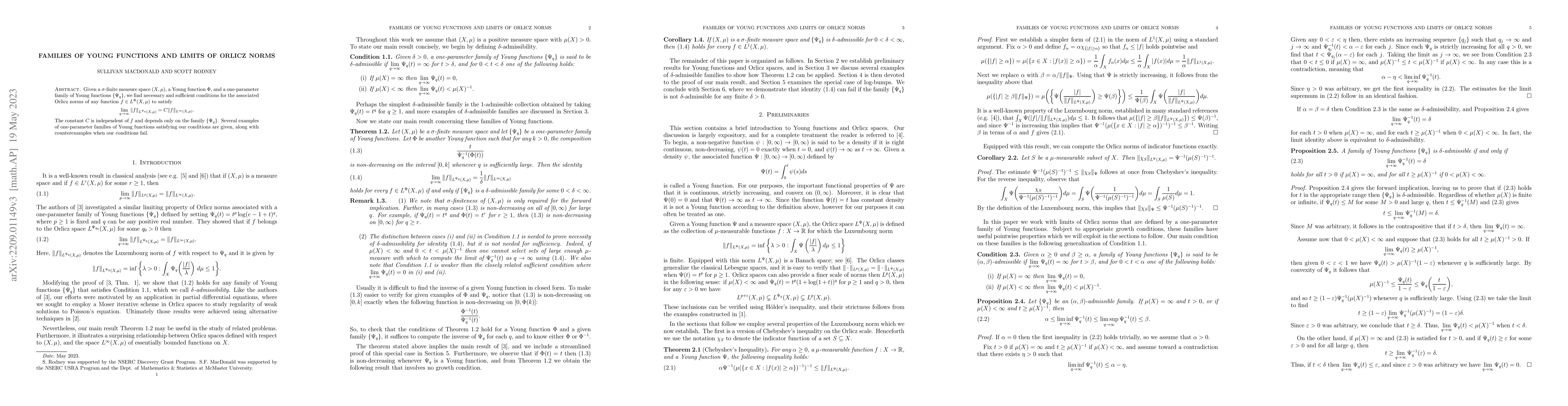 Thumbnail for Families of Young Functions and Limits of Orlicz Norms