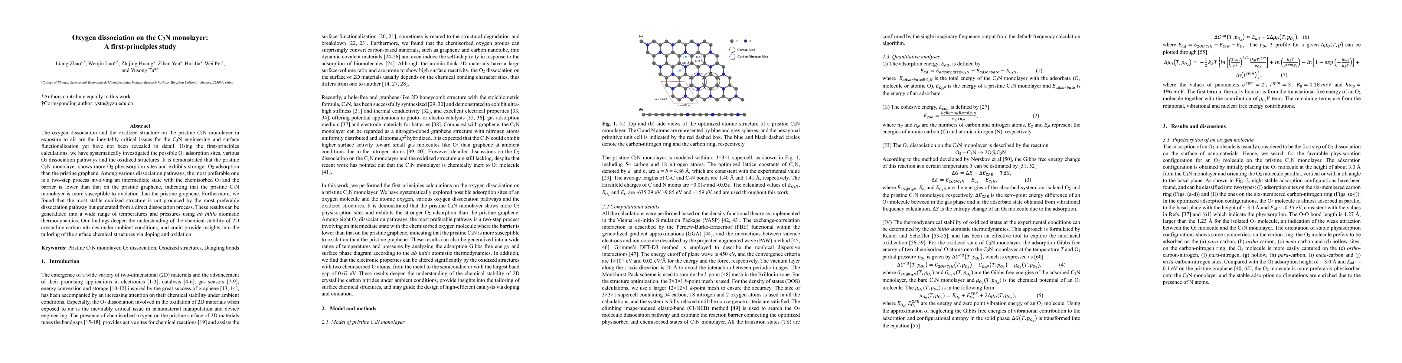 Thumbnail for Oxygen dissociation on the C3N monolayer: A first-principles study