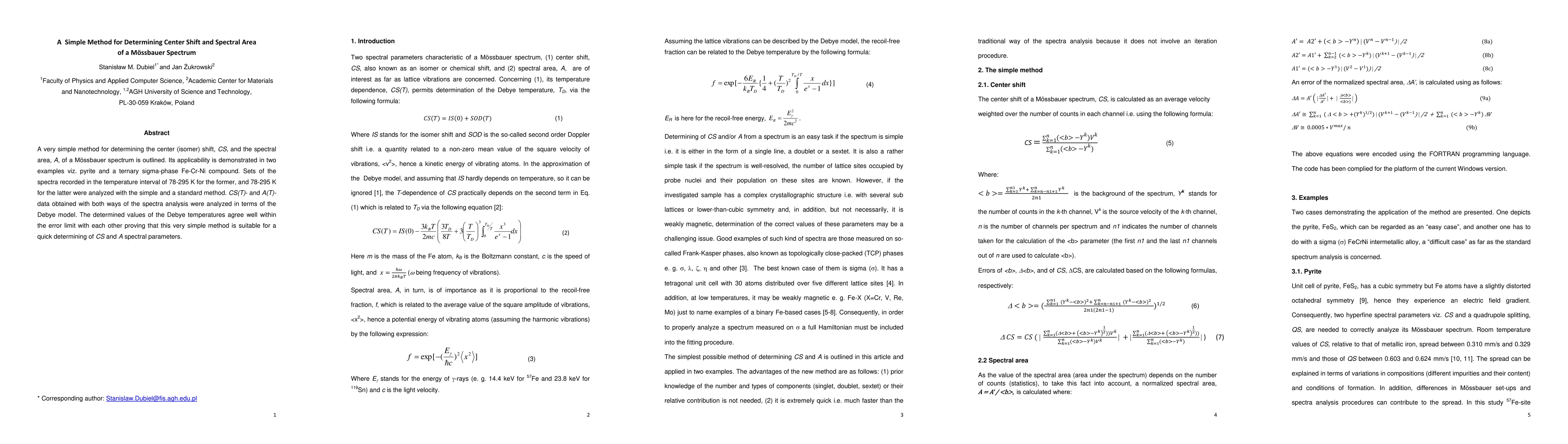 Thumbnail for A Simple Method for Determining Center Shift and Spectral Area of a
  M\"ossbauer Spectrum