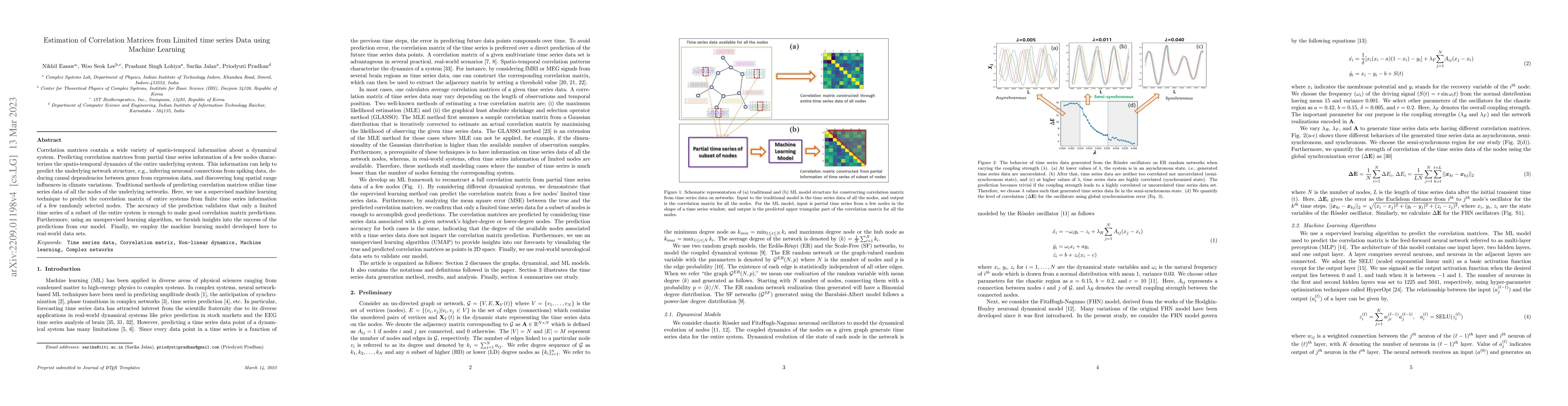 Thumbnail for Estimation of Correlation Matrices from Limited time series Data using
  Machine Learning