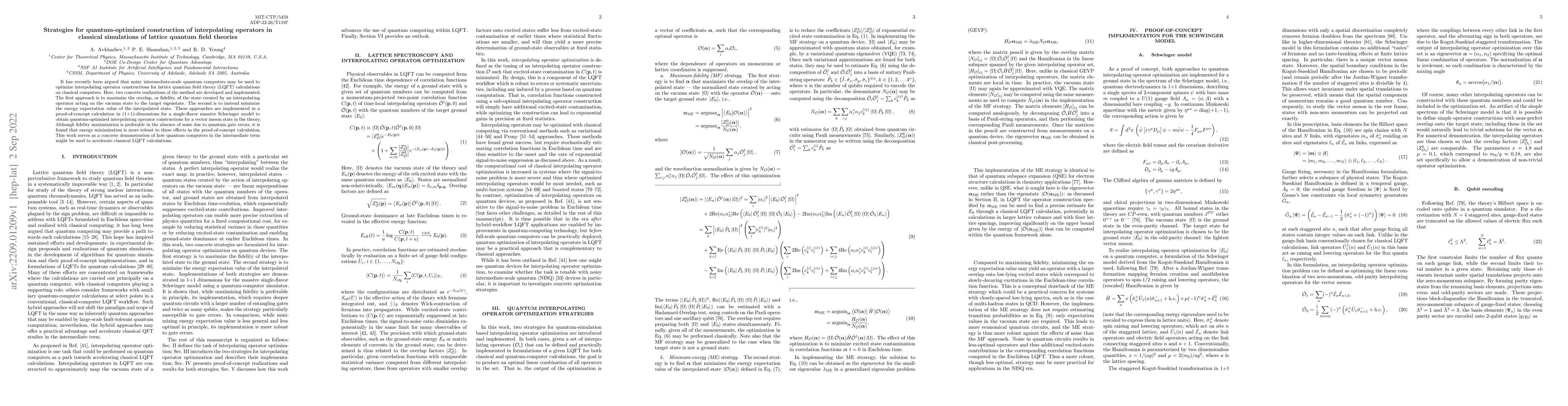 Thumbnail for Strategies for quantum-optimized construction of interpolating operators
  in classical simulations of lattice quantum field theories