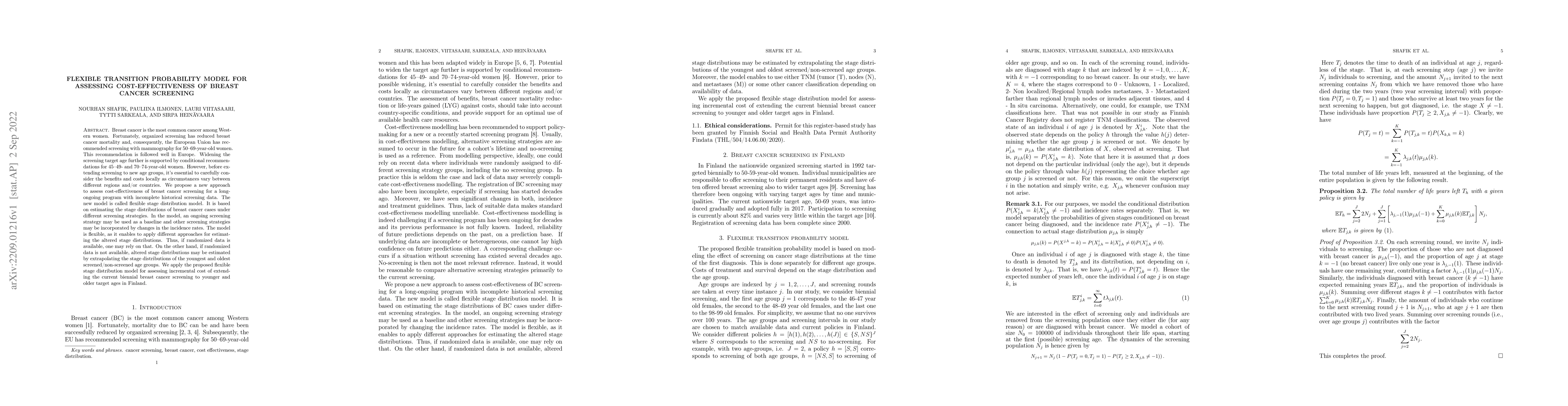 Thumbnail for Flexible transition probability model for assessing cost-effectiveness
  of breast cancer screening