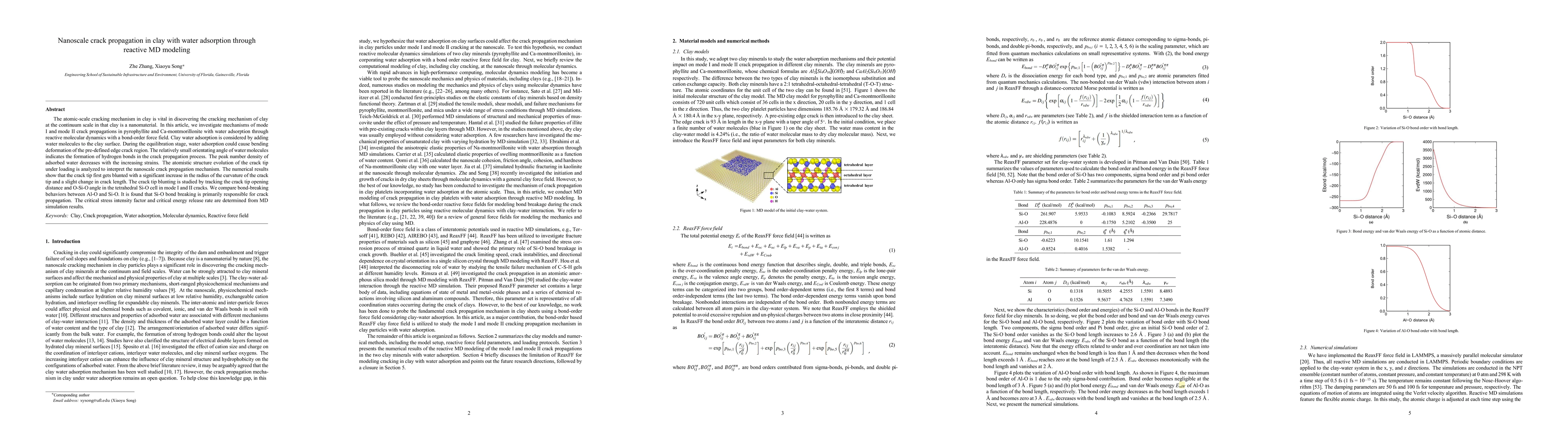 Thumbnail for Nanoscale crack propagation in clay with water adsorption through
  reactive MD modeling