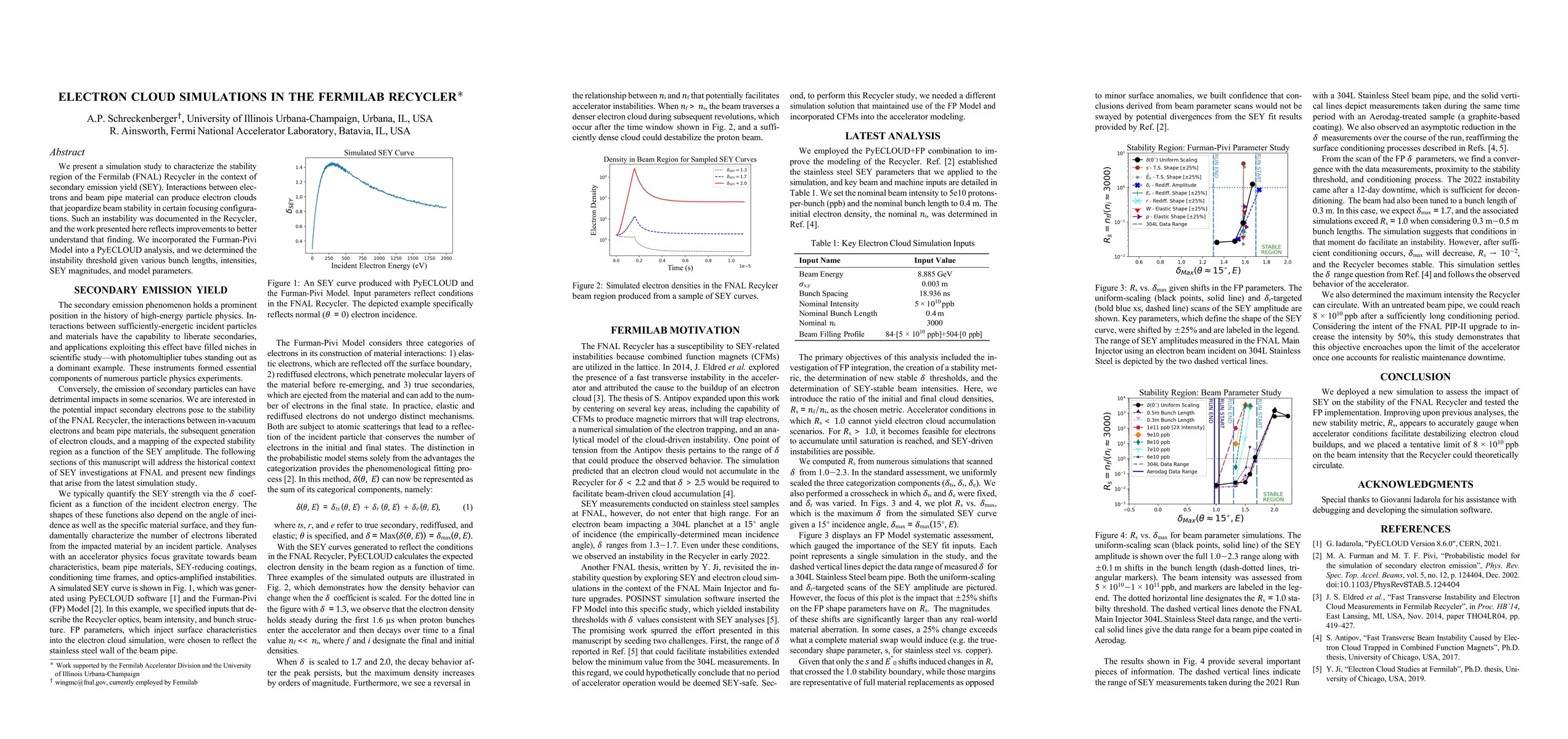 Thumbnail for Electron Cloud Simulations In The Fermilab Recycler