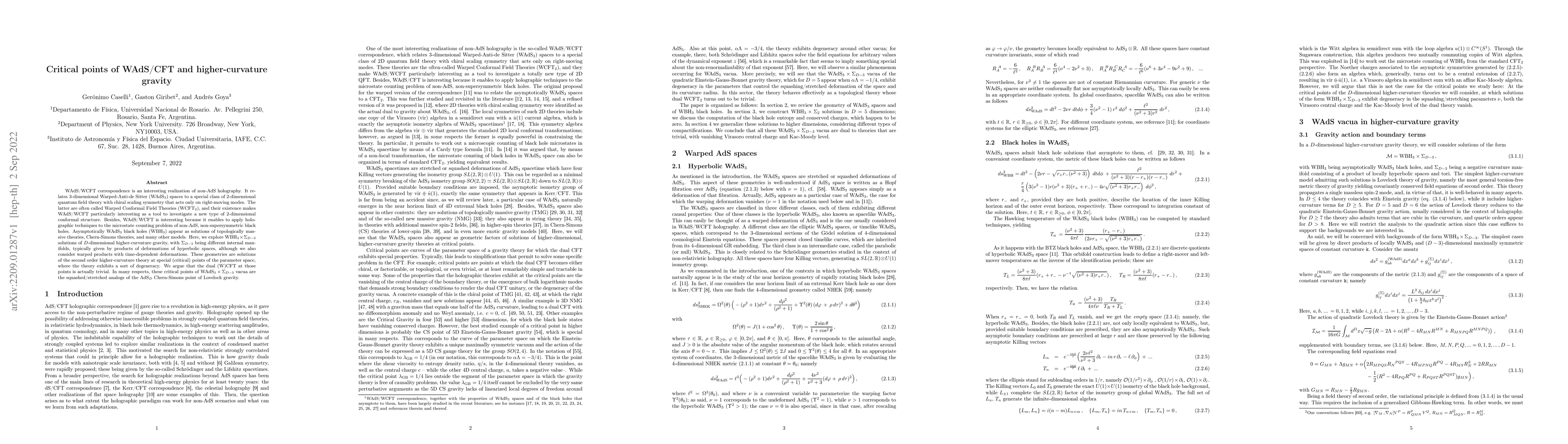 Thumbnail for Critical points of WAdS/CFT and higher-curvature gravity