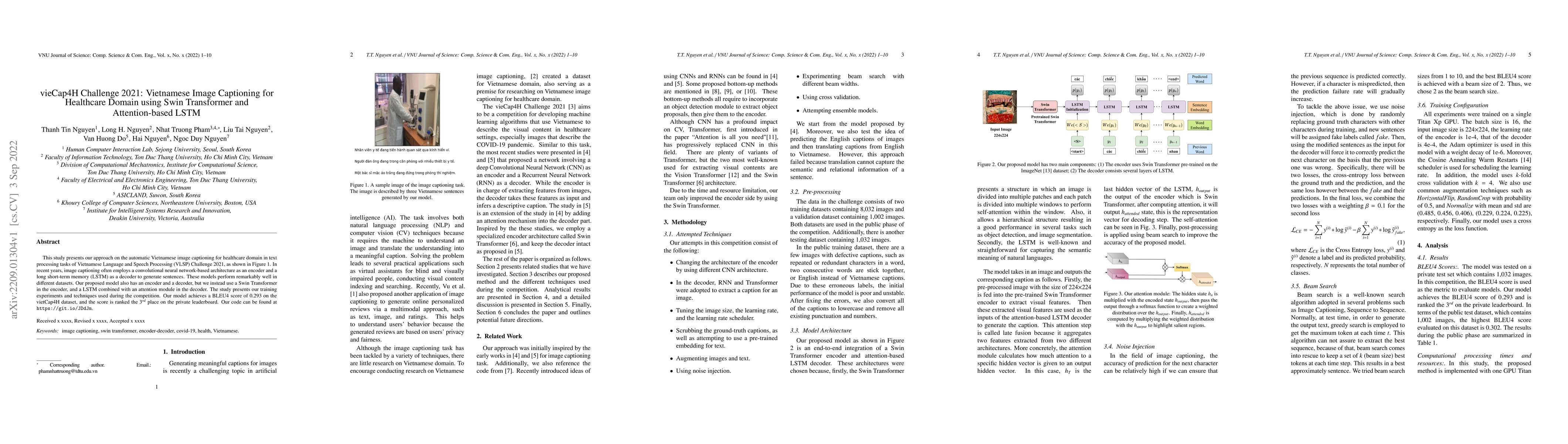 Thumbnail for vieCap4H-VLSP 2021: Vietnamese Image Captioning for Healthcare Domain
  using Swin Transformer and Attention-based LSTM
