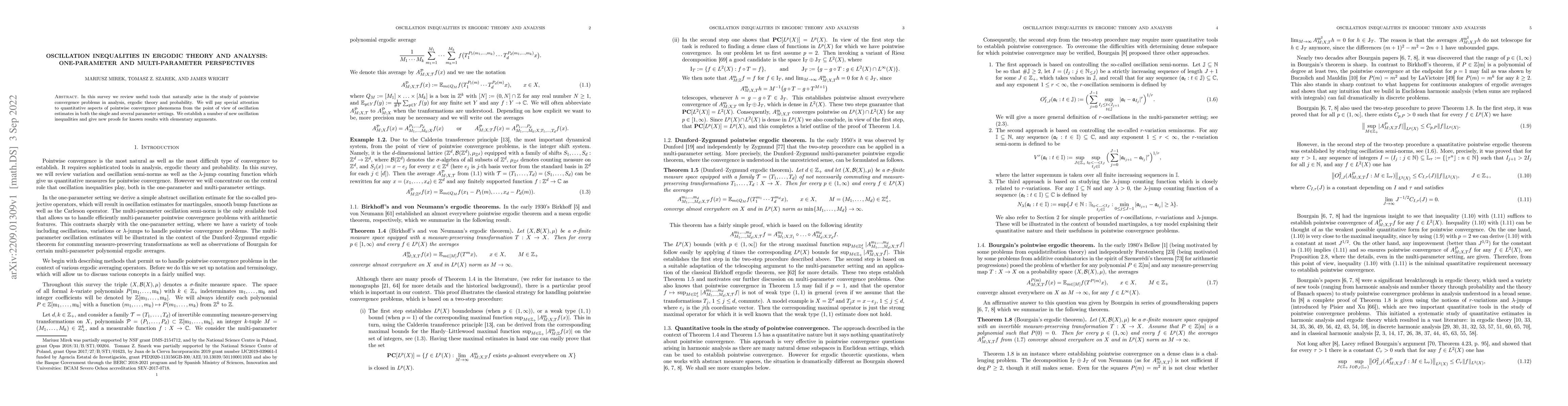 Thumbnail for Oscillation inequalities in ergodic theory and analysis: one-parameter
  and multi-parameter perspectives