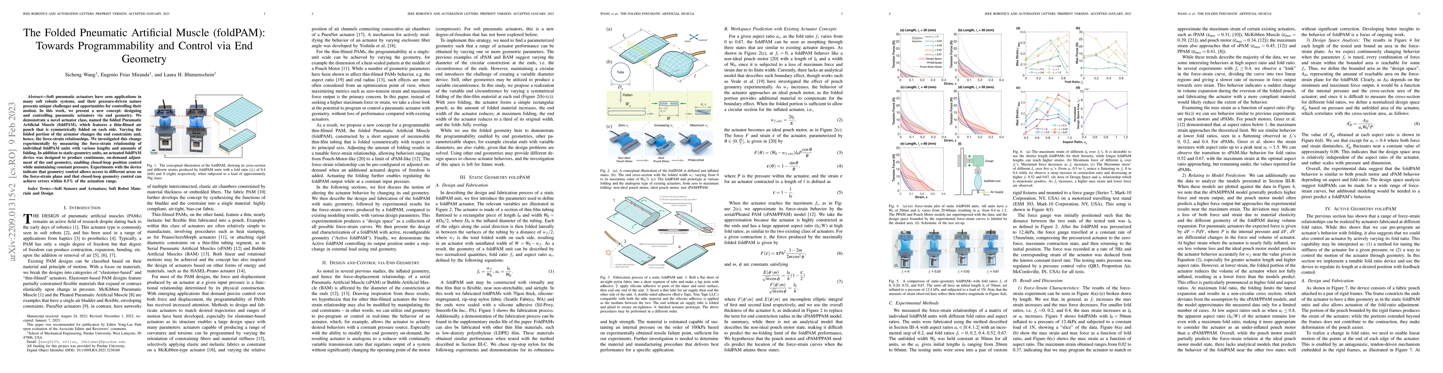 Thumbnail for The Folded Pneumatic Artificial Muscle (foldPAM): Towards
  Programmability and Control via End Geometry