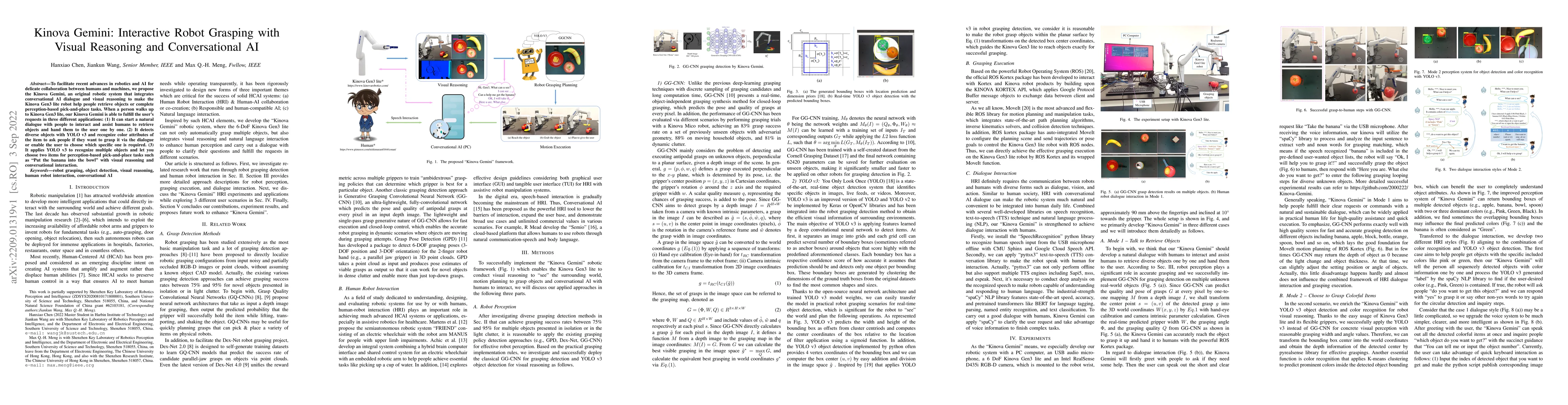 Thumbnail for Kinova Gemini: Interactive Robot Grasping with Visual Reasoning and
  Conversational AI