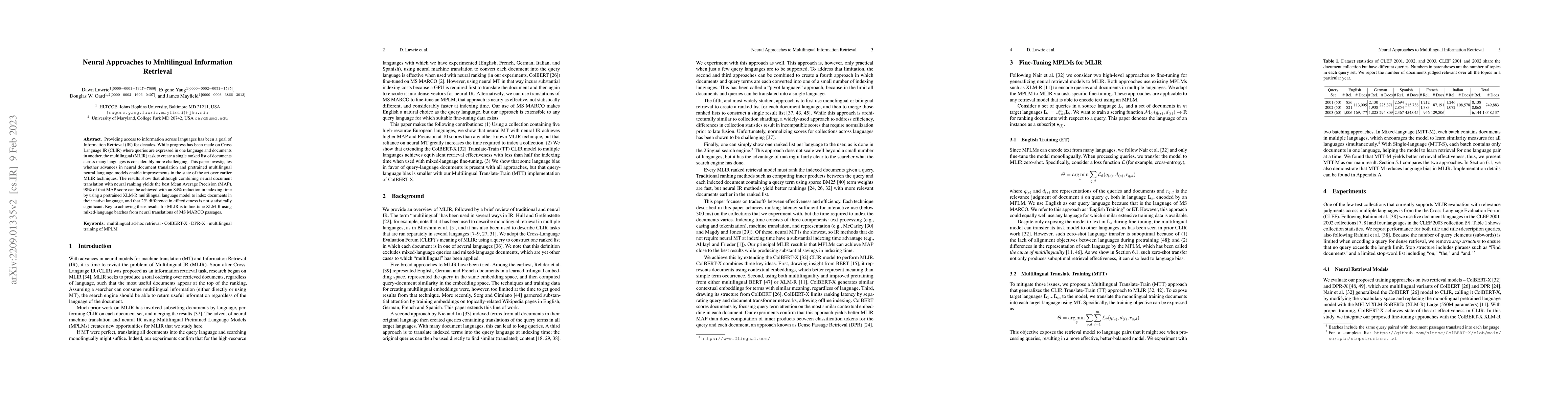 Thumbnail for Neural Approaches to Multilingual Information Retrieval