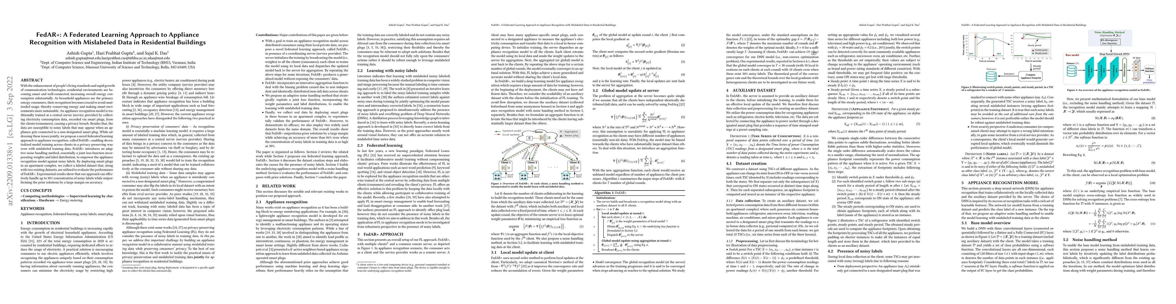 Thumbnail for FedAR+: A Federated Learning Approach to Appliance Recognition with
  Mislabeled Data in Residential Buildings
