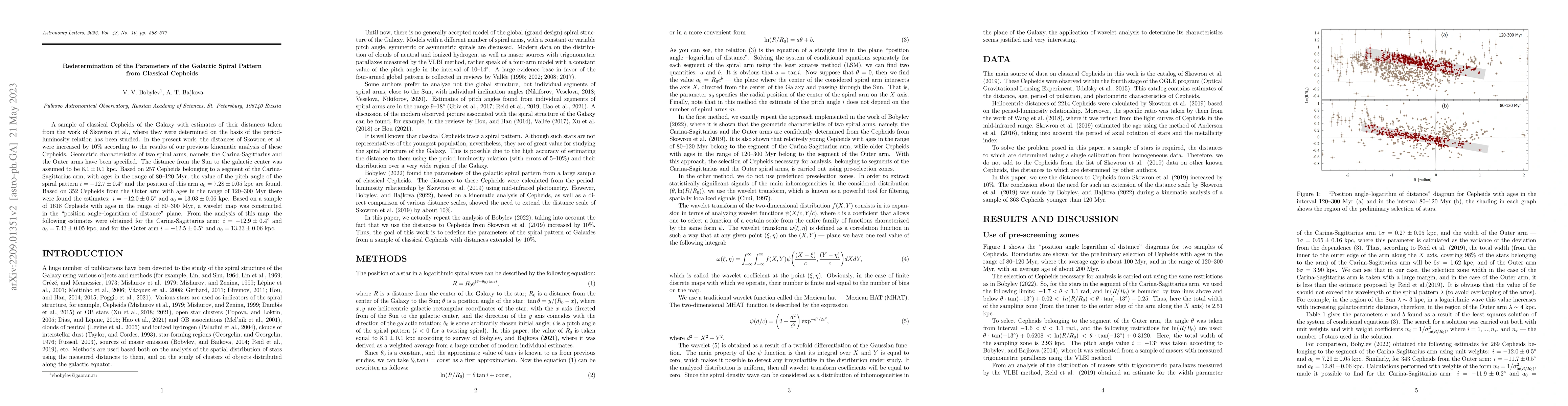 Thumbnail for Redetermination of the Parameters of the Galactic Spiral Pattern from
  Classical Cepheids