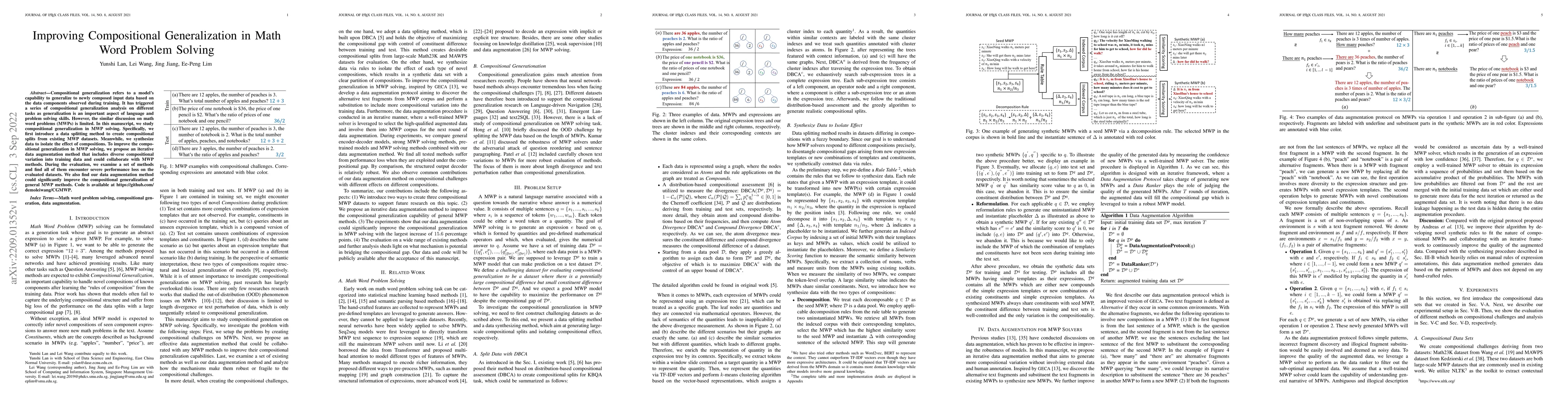Thumbnail for Improving Compositional Generalization in Math Word Problem Solving