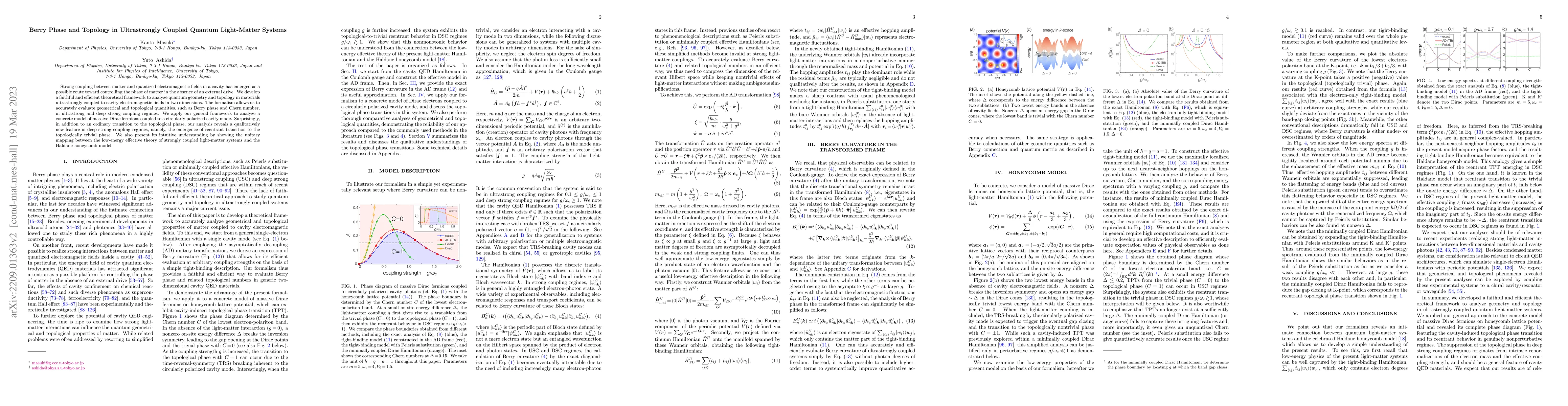 Thumbnail for Berry Phase and Topology in Ultrastrongly Coupled Quantum Light-Matter
  Systems